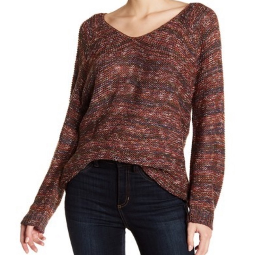Deep V-Neck Strap Back Sweater